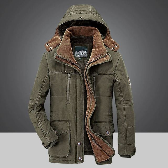 Men's thermal winter parka with multiple pockets