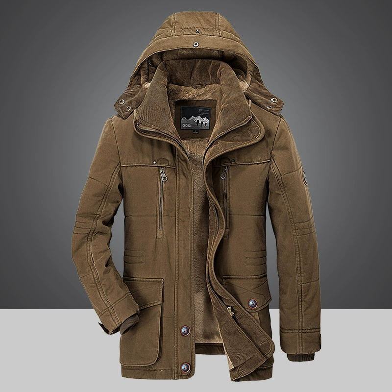 Men's thermal winter parka with multiple pockets