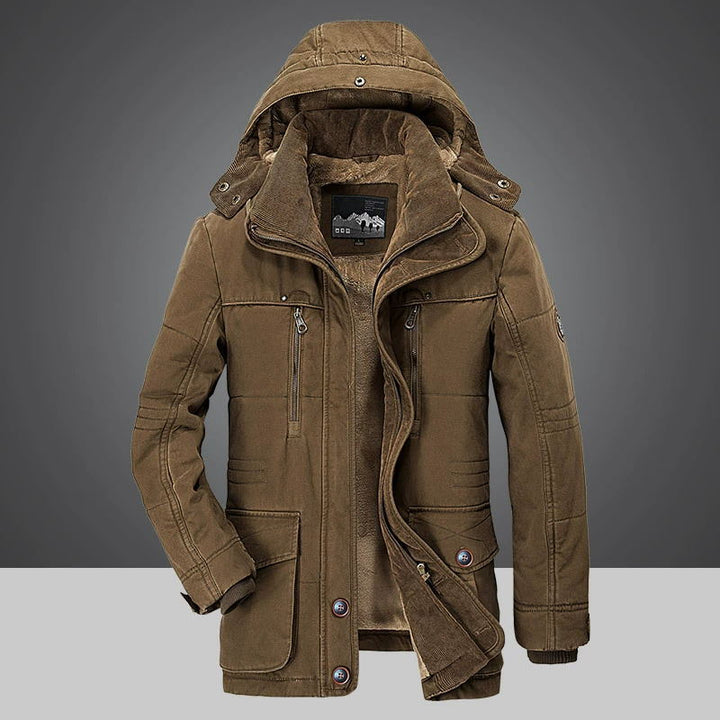 Men's thermal winter parka with multiple pockets