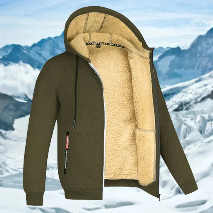 Winter Jacket with Hood and Fleece Lining for Men