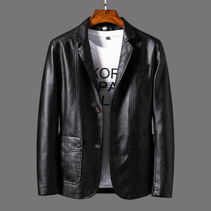 Black Leather Blazer for Men