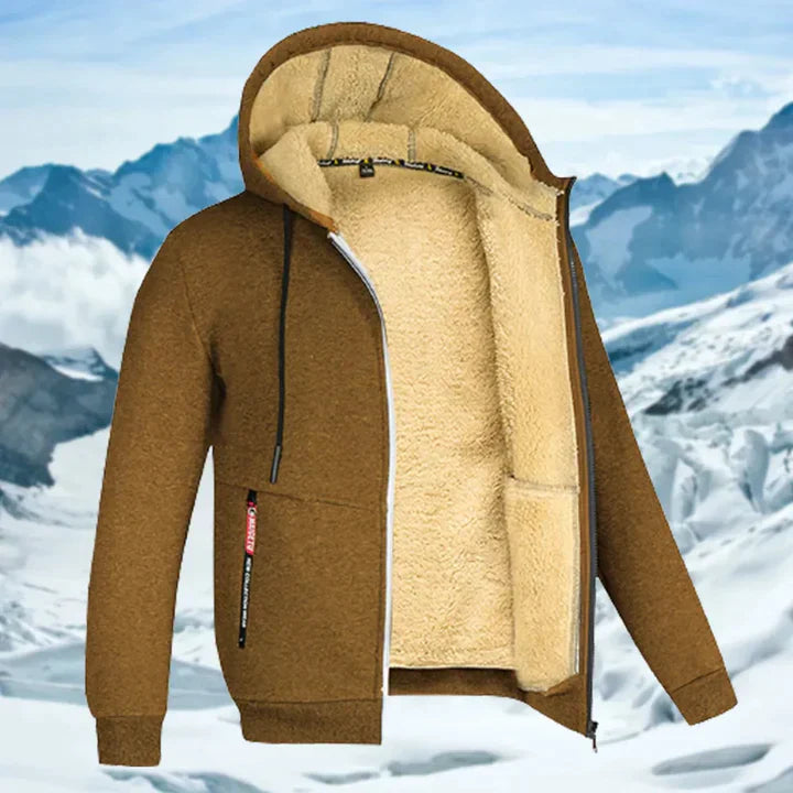 Winter Jacket with Hood and Fleece Lining for Men