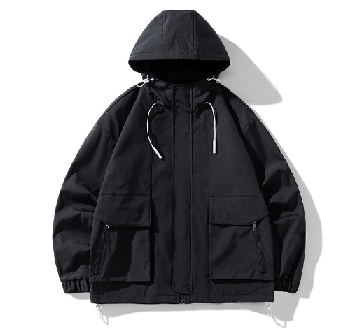 Black Hooded Winter Jacket for Men