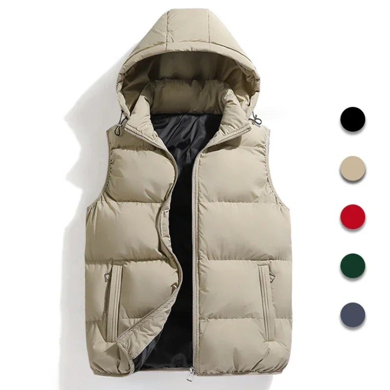 Puffer Vest with Hood for Men