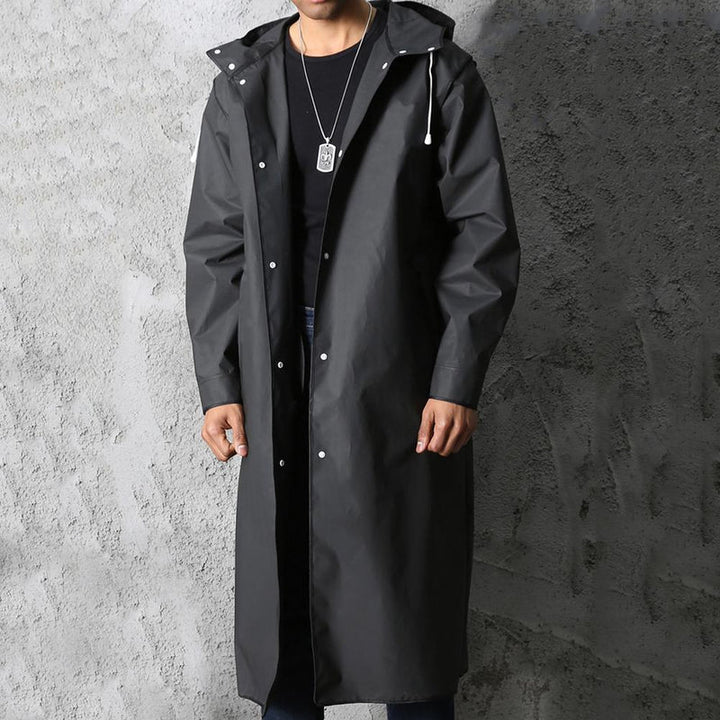Long Rain Coat with Hood for Men