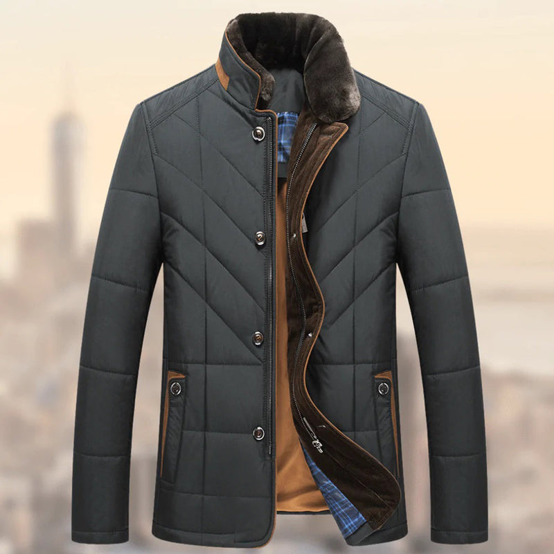 Warm Winter Jacket with Buttons for Men