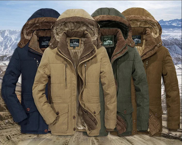 Men's thermal winter parka with multiple pockets